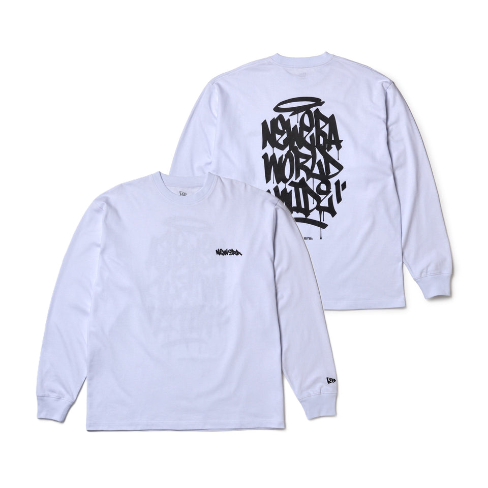 長袖 オーバーサイズド コットン Tシャツ Tagging Logo ホワイト