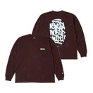 長袖 オーバーサイズド コットン Tシャツ Tagging Logo バーントウッド