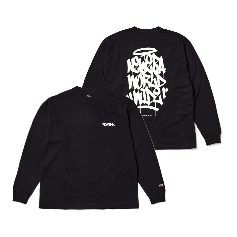 長袖 オーバーサイズド コットン Tシャツ Tagging Logo ブラック