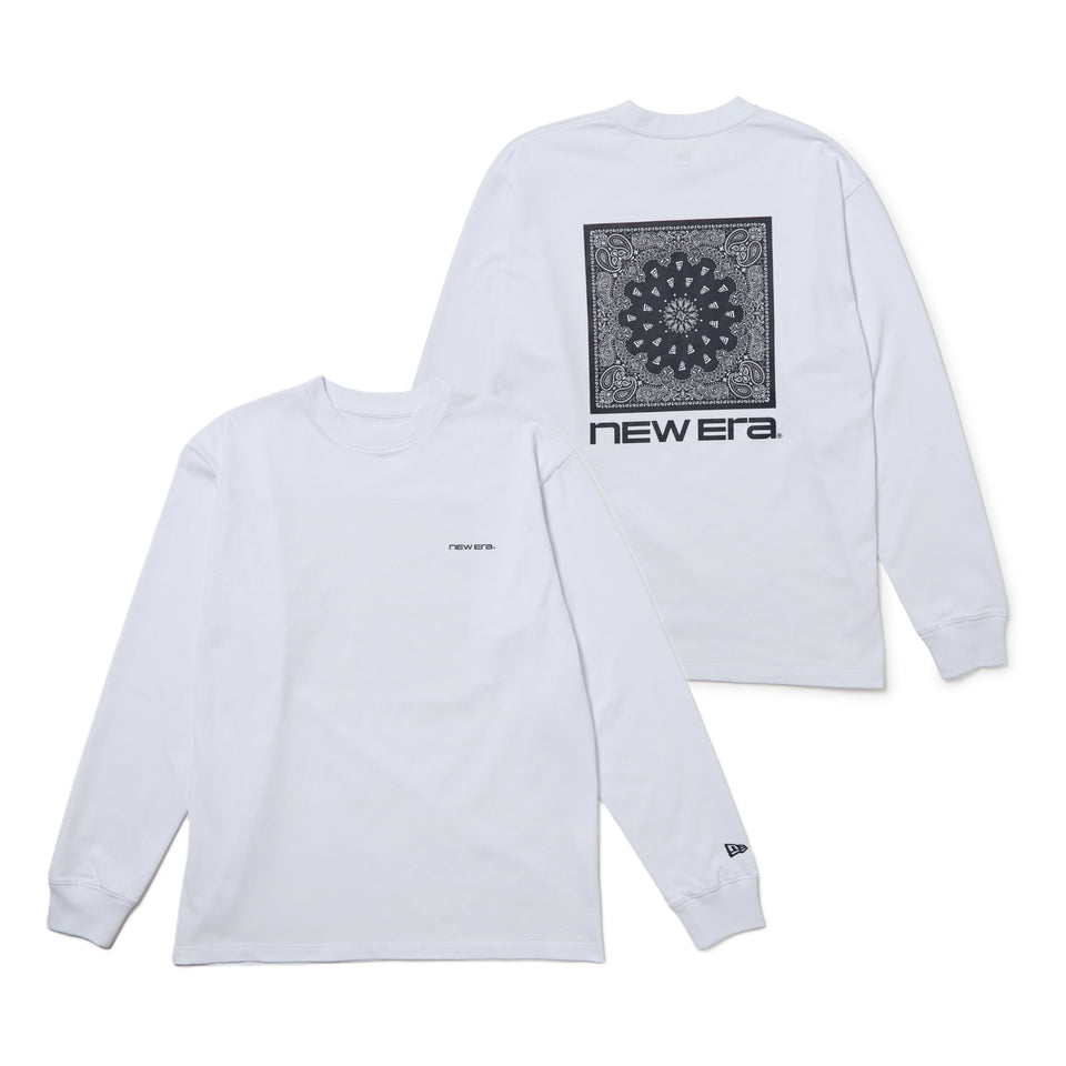 長袖 コットン Tシャツ バンダナロゴ ホワイト