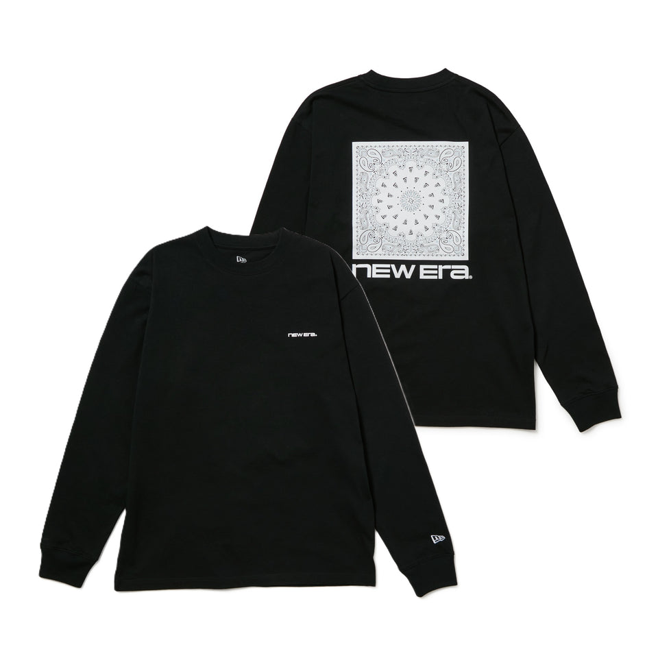 長袖 コットン Tシャツ バンダナロゴ ブラック