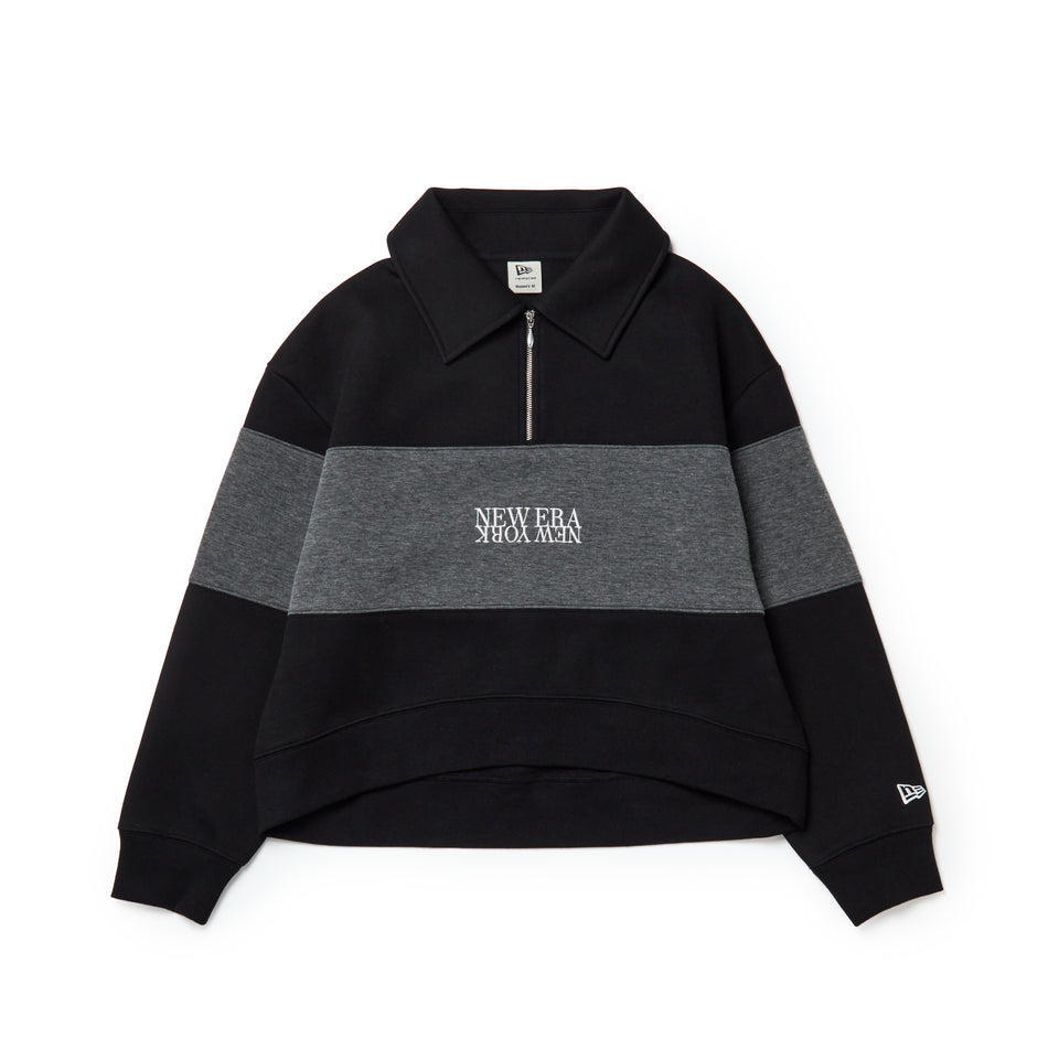 Women's 長袖 スウェット ハーフジップ ポロ シャツ パネル ブラック | ゴルフ | NEW ERA ニューエラ公式オンラインストア