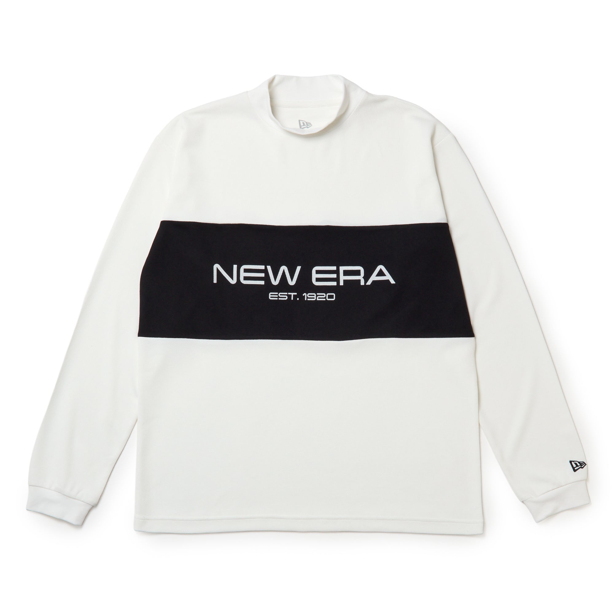 長袖 モックネック パフォーマンス Tシャツ ハニカム パネル ホワイト