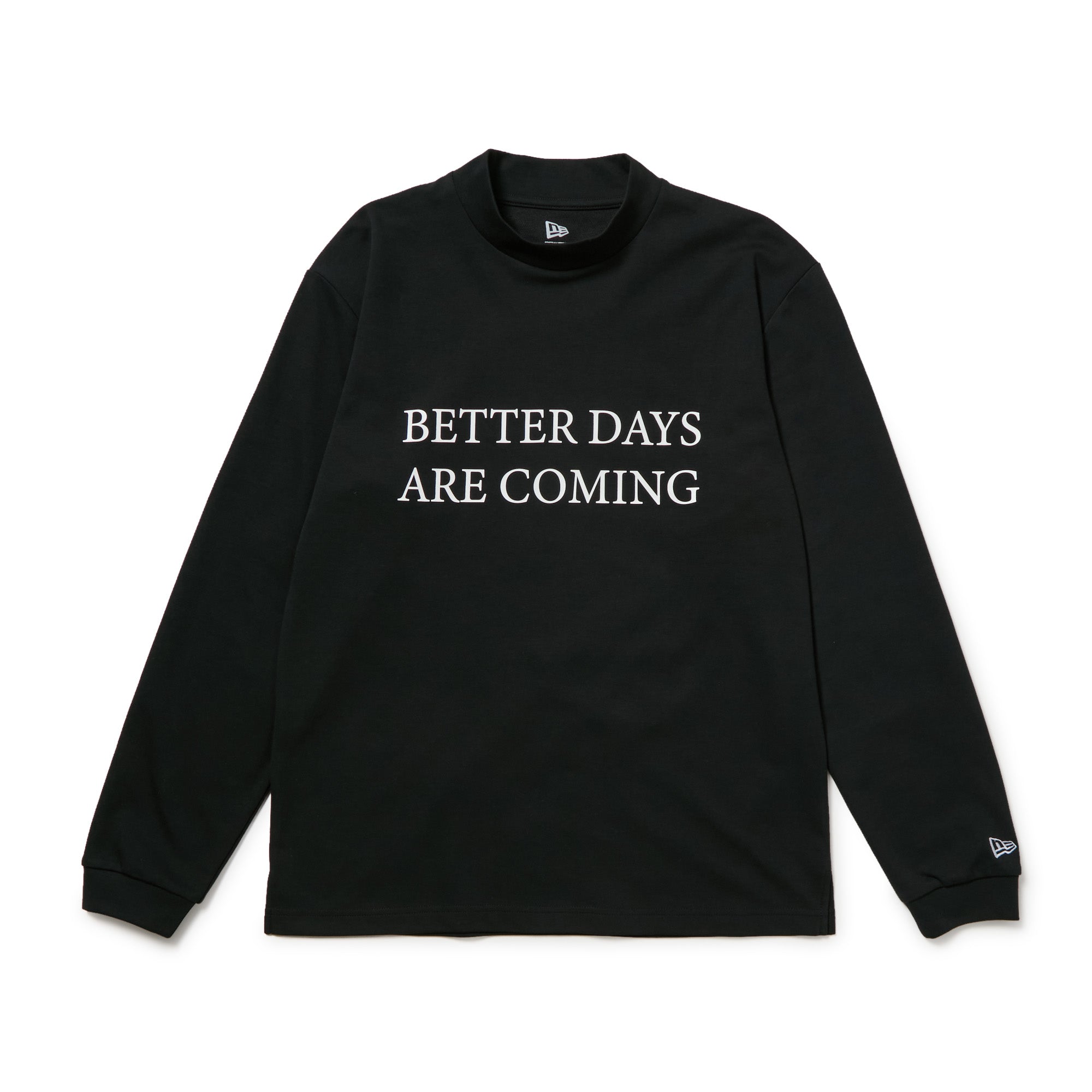 長袖 モックネック パフォーマンス Tシャツ Tag Line ブラック