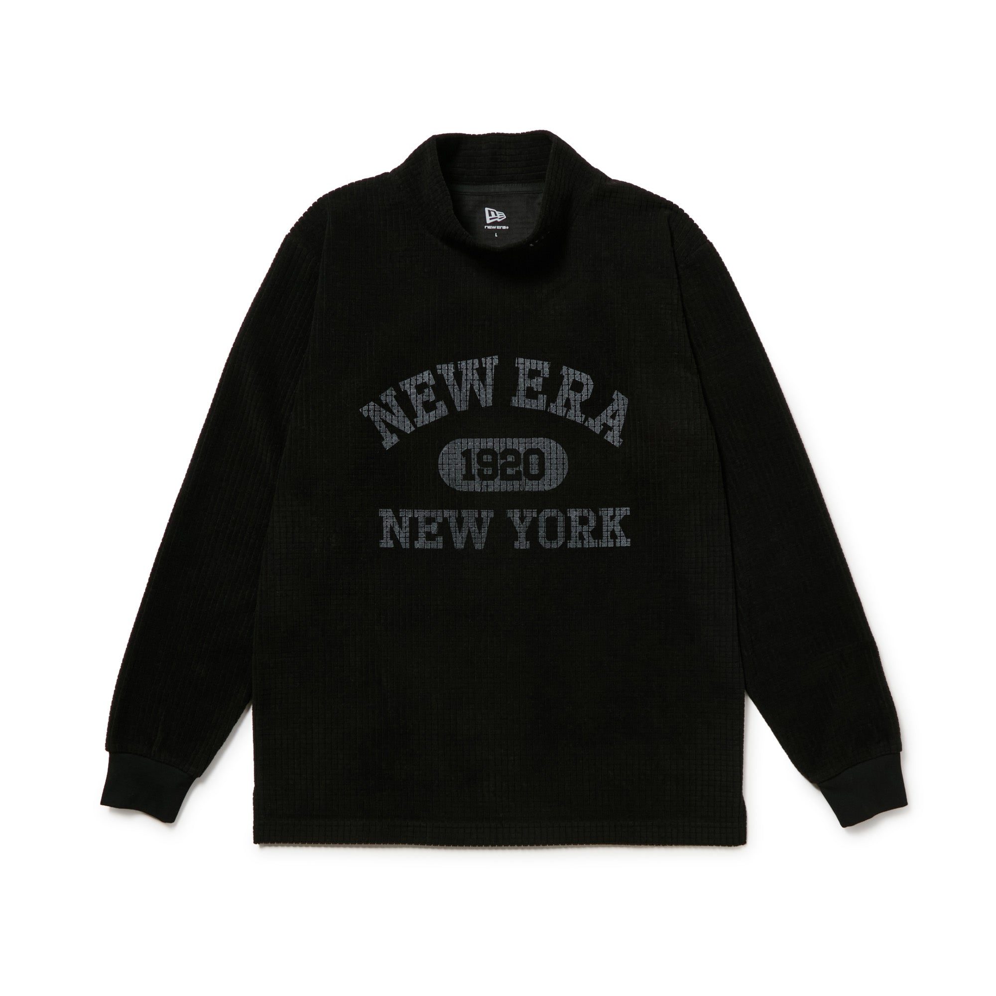 長袖 グリッドフリース ハイネック Tシャツ ブラック | ゴルフ
