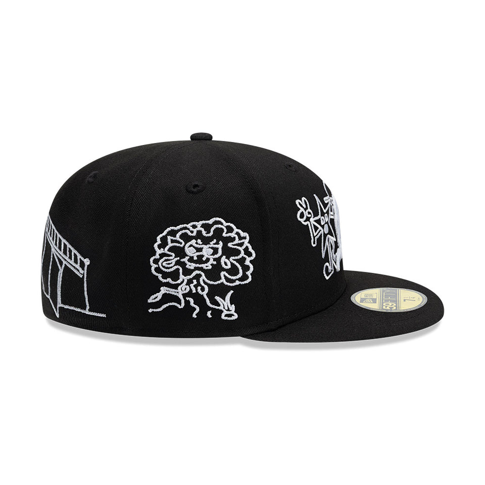 59FIFTY Mora Lo Mismo de Siempre オールオーバー ブラック × ホワイト