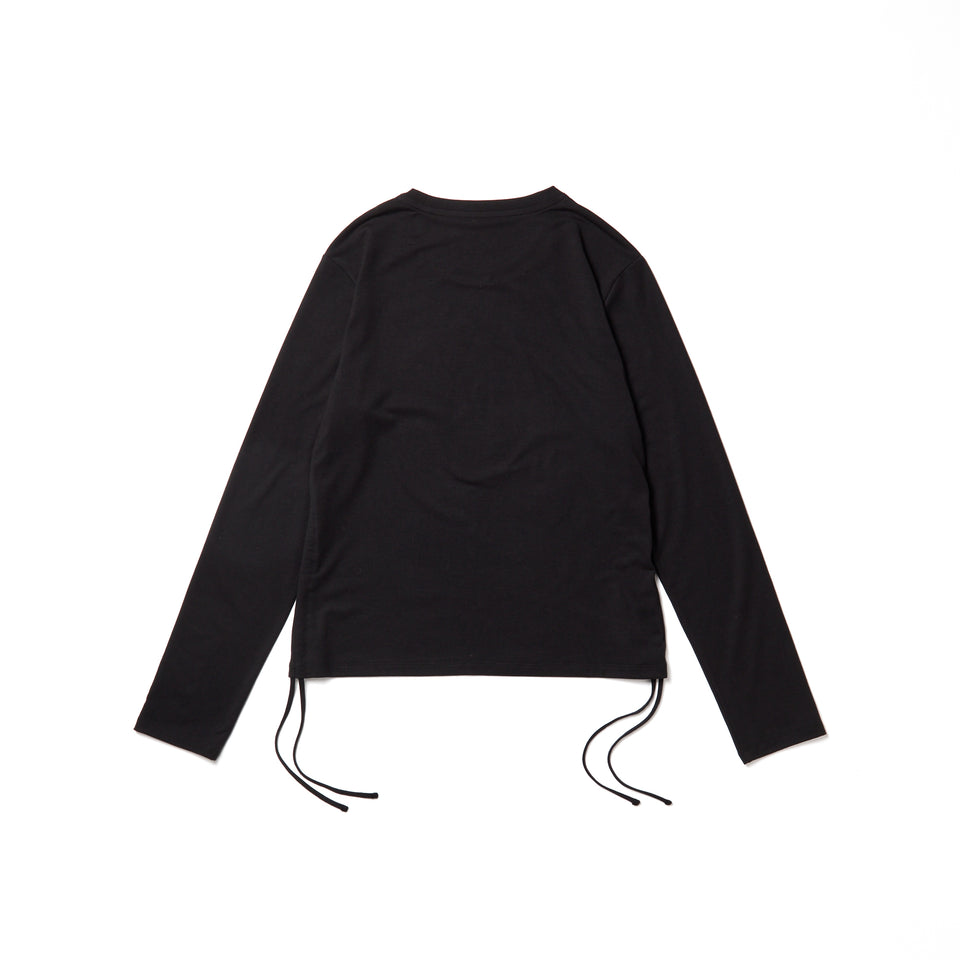 Women's 長袖 サイド ドローストリング Tシャツ TPUロゴ ブラック｜パフォーマンスアパレル | NEW ERA ニューエラ公式オンラインストア