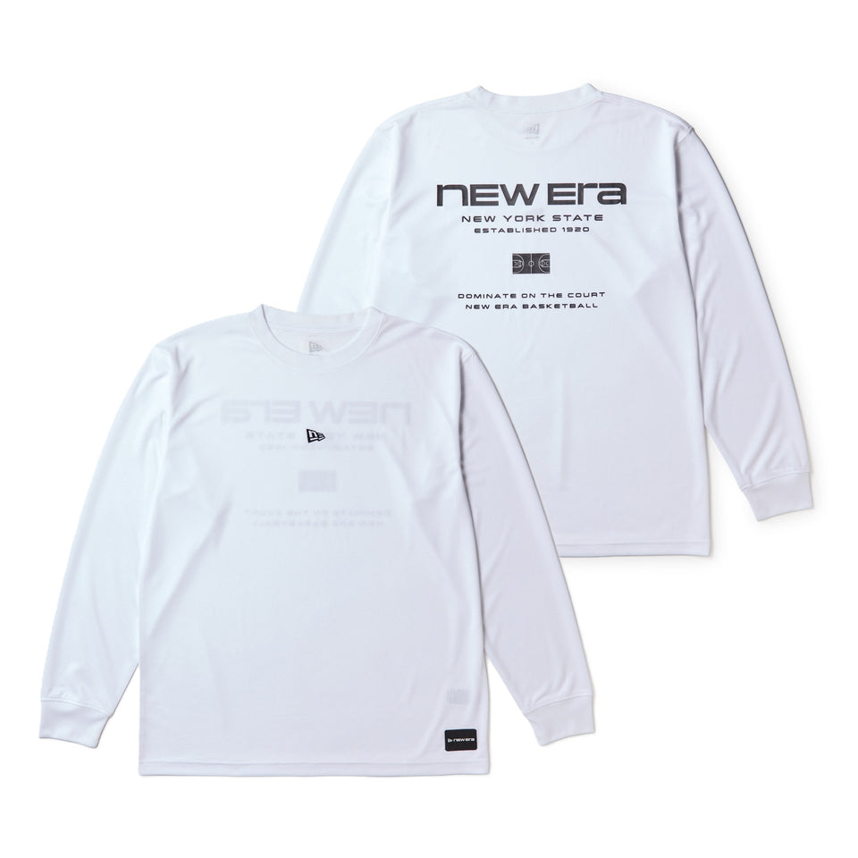 バスケットボール 長袖 テック Tシャツ Brand Name Logo ホワイト｜パフォーマンスアパレル
