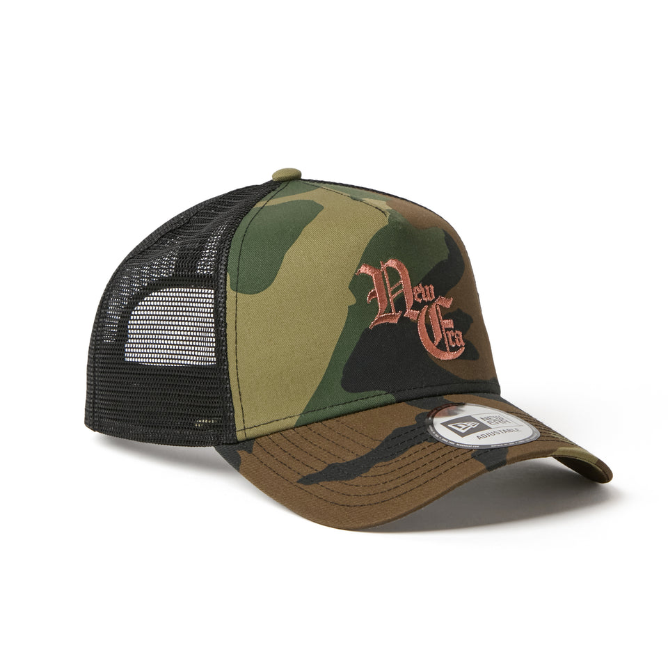 9FORTY A-Frame トラッカー Old English ウッドランドカモ | NEW ERA ニューエラ公式オンラインストア