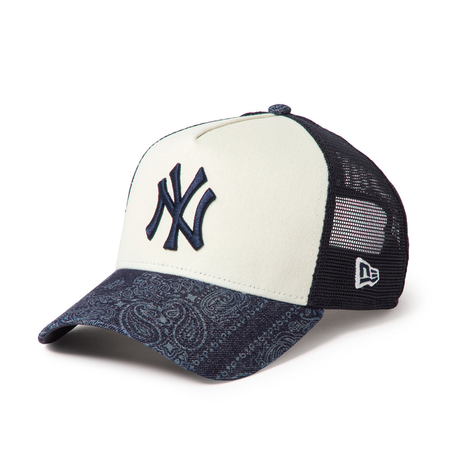 9FORTY A-Frame トラッカー Laser Burn Out Denim ニューヨーク・ヤンキース クロームホワイト/デニム | NEW ERA ニューエラ公式オンラインストア