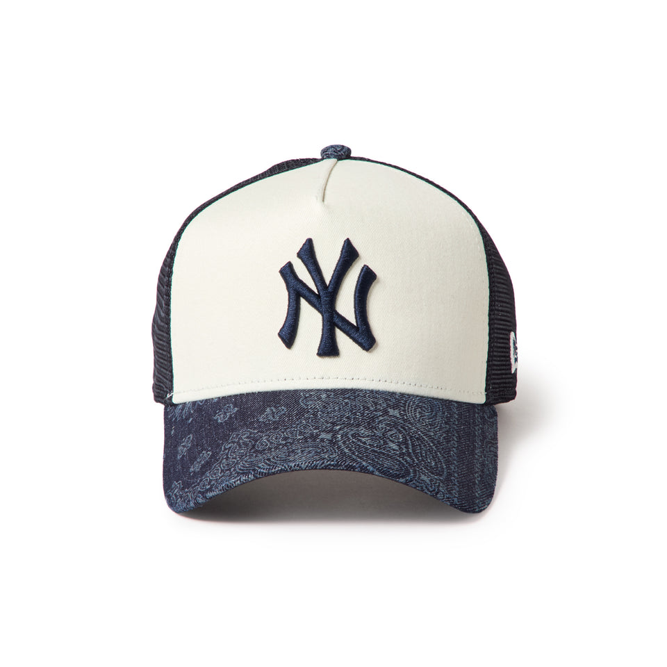 9FORTY A-Frame トラッカー Laser Burn Out Denim ニューヨーク・ヤンキース クロームホワイト/デニム | NEW ERA ニューエラ公式オンラインストア