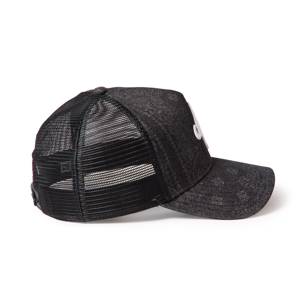 9FORTY A-Frame トラッカー Laser Burn Out Denim クラシックロゴ ブラック | NEW ERA ニューエラ公式オンラインストア