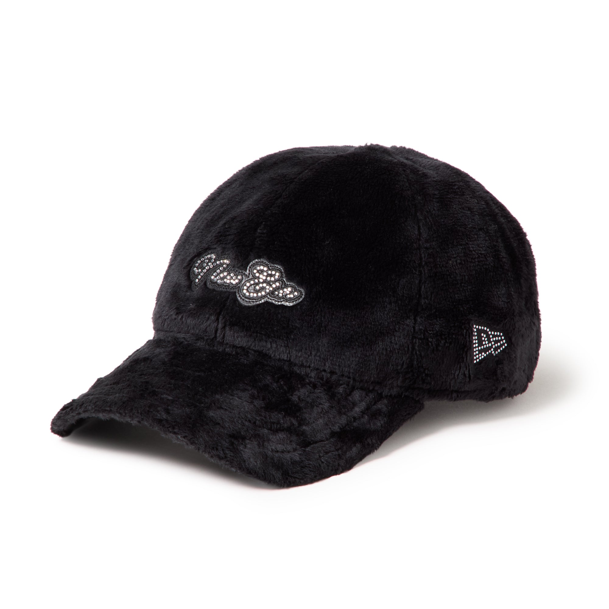9TWENTY Micro Fur ラインストーン NEW ERA ロゴ ブラック