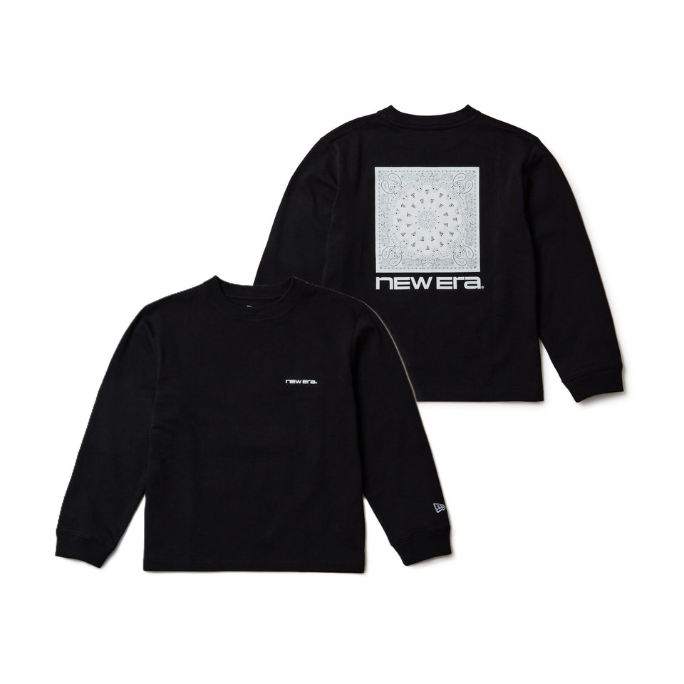 キッズ Youth 長袖 コットン Tシャツ バンダナロゴ ブラック