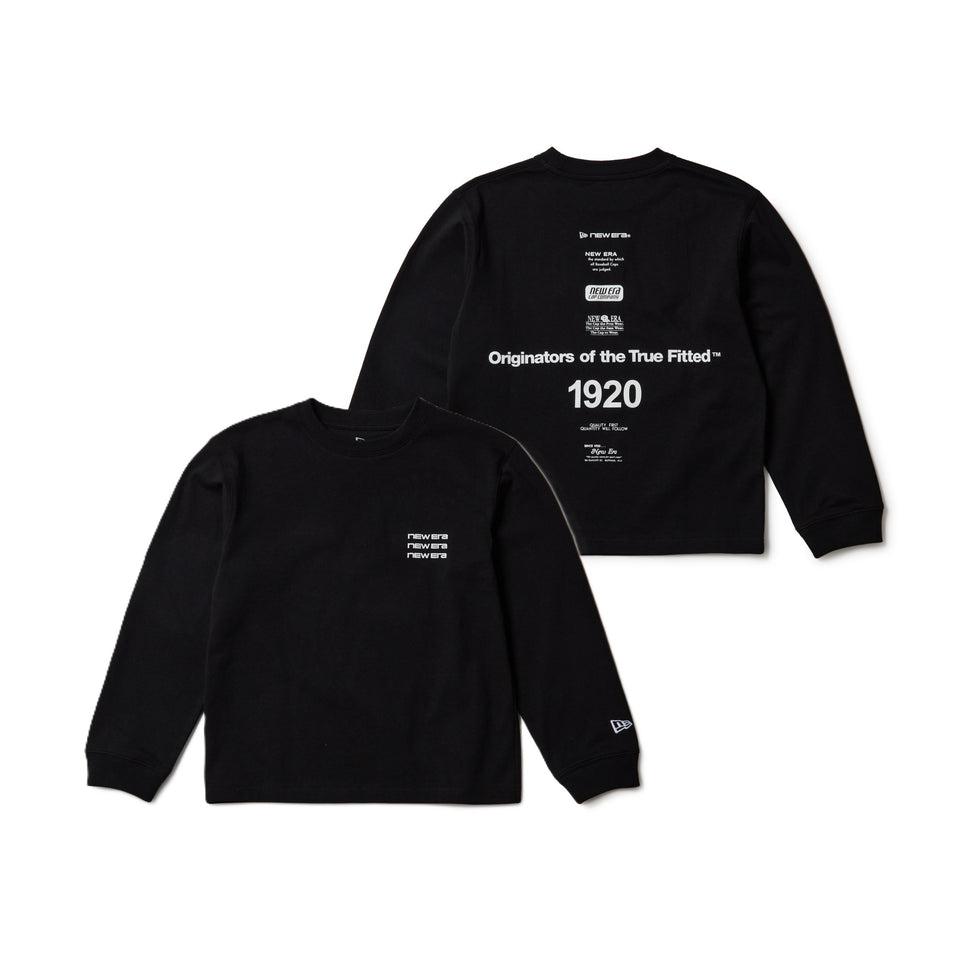 キッズ Youth 長袖 コットン Tシャツ アーカイブロゴ ブラック