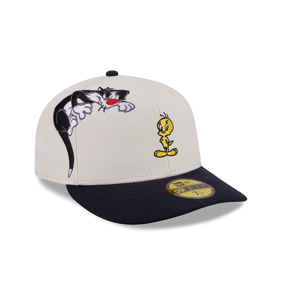PC 59FIFTY Looney Tunes ルーニー・テューンズ トゥイーティー シルベスター・キャット クロームホワイト ネイビーバイザー