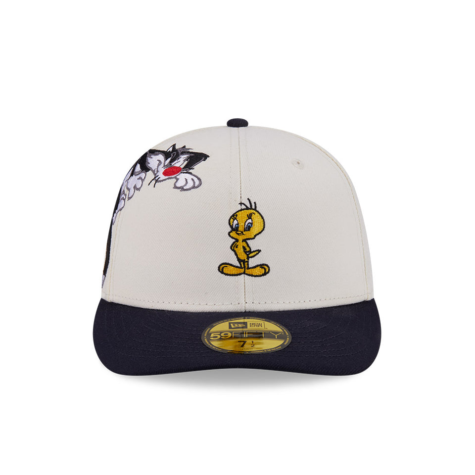 PC 59FIFTY Looney Tunes ルーニー・テューンズ トゥイーティー シルベスター・キャット クロームホワイト ネイビーバイザー