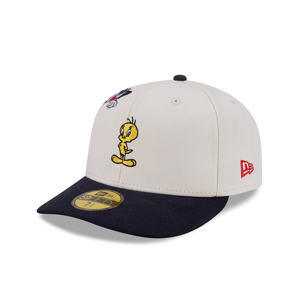PC 59FIFTY Looney Tunes ルーニー・テューンズ トゥイーティー シルベスター・キャット クロームホワイト ネイビーバイザー