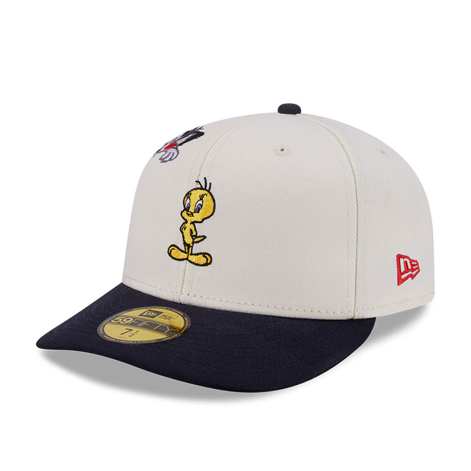 PC 59FIFTY Looney Tunes ルーニー・テューンズ トゥイーティー シルベスター・キャット クロームホワイト ネイビーバイザー