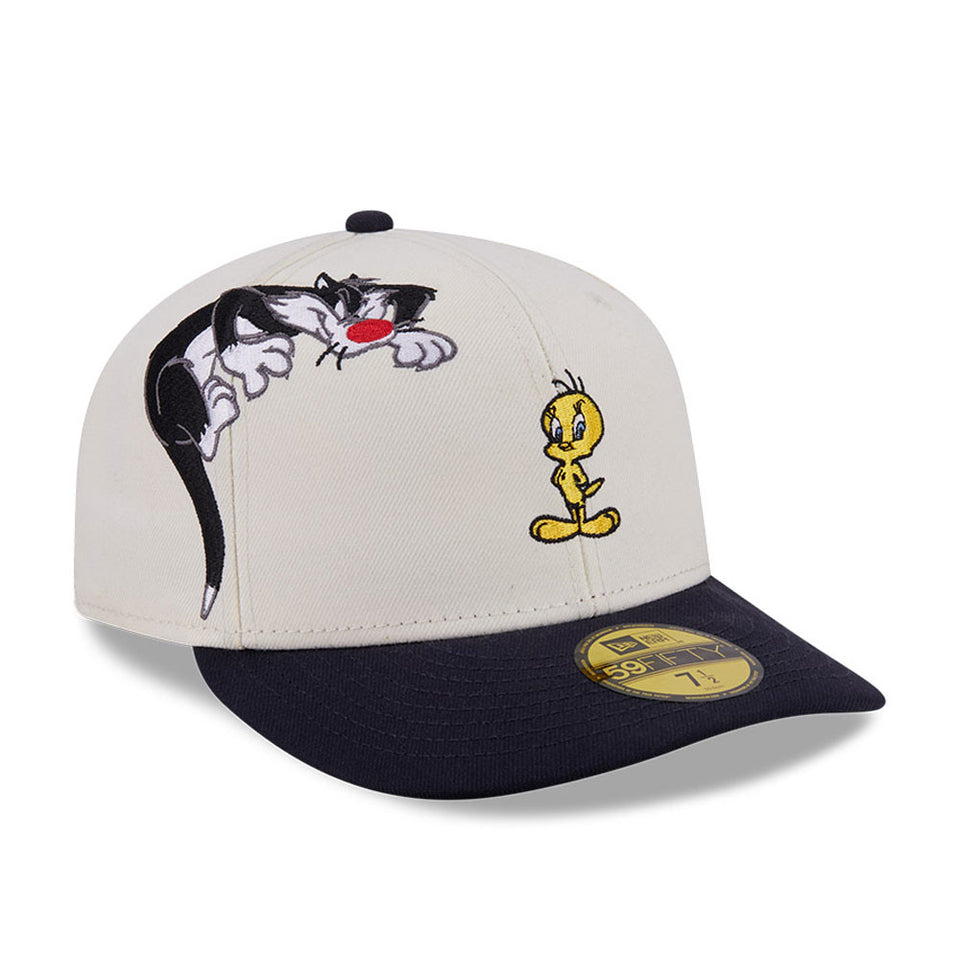 PC 59FIFTY Looney Tunes ルーニー・テューンズ トゥイーティー シルベスター・キャット クロームホワイト ネイビーバイザー