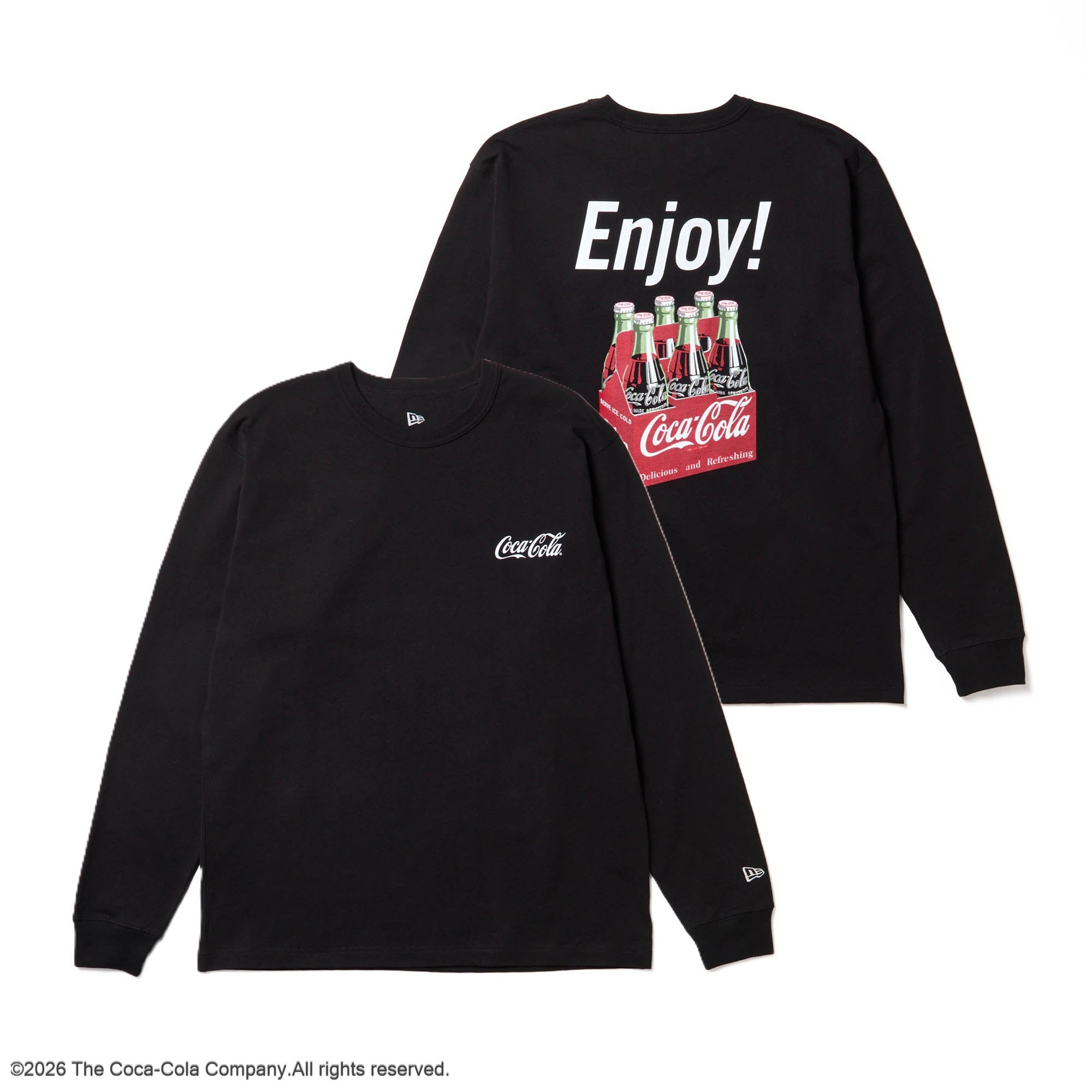 長袖 ウォッシュド コットン Tシャツ Coca-Cola コカ・コーラ ブラック