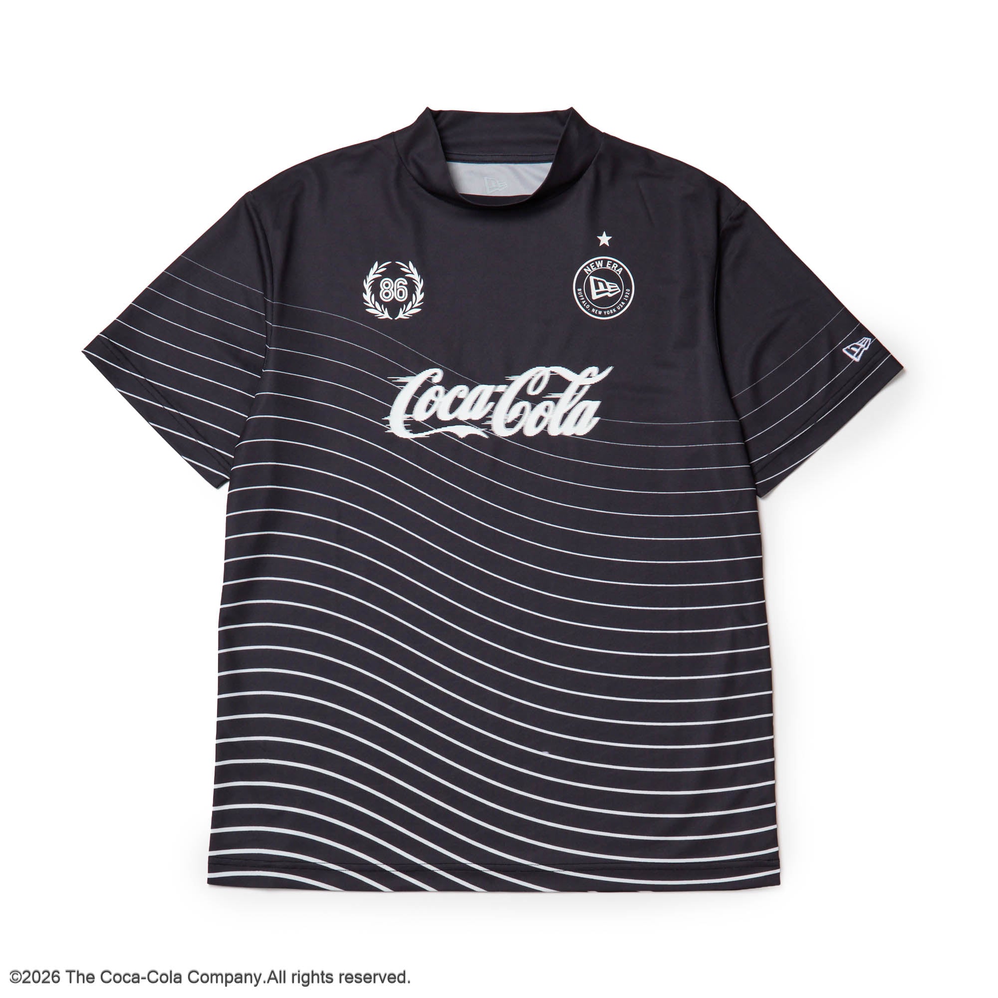 美品　NEW ERA モックネック 半袖シャツ ブラック 半袖 モックネック Tシャツ Coca-Cola Golf コカ・コーラ ブラック