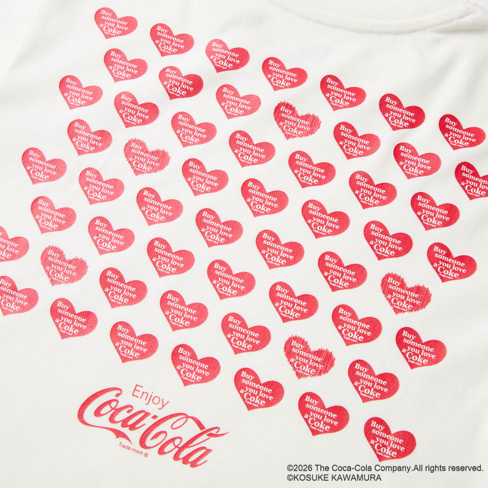 Women's 長袖 クロップド Tシャツ Coca-Cola designed by Kosuke Kawamura コカ・コーラ Many Hearts オフホワイト | NEW ERA ニューエラ公式オンラインストア