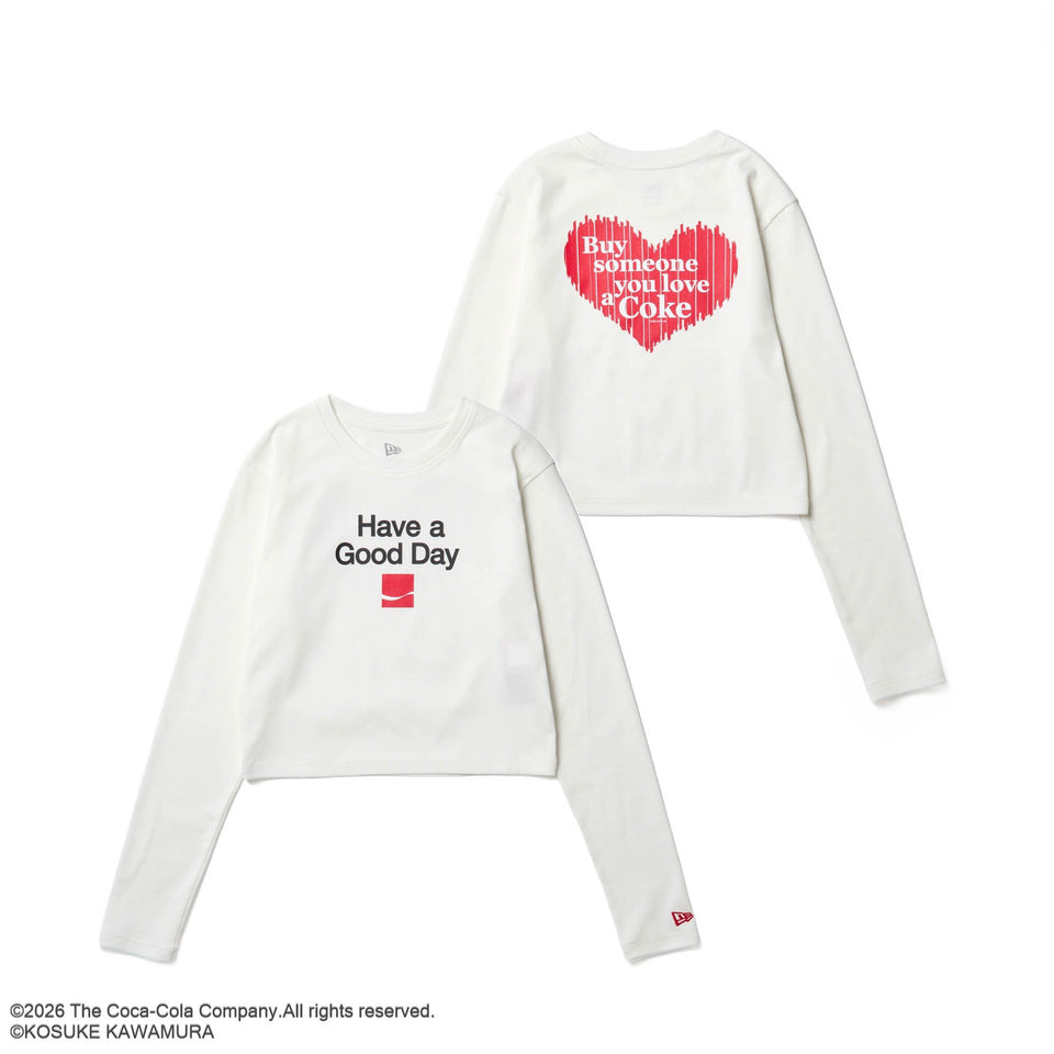 Women's 長袖 クロップド Tシャツ Coca-Cola designed by Kosuke Kawamura コカ・コーラ Back Heart オフホワイト | NEW ERA ニューエラ公式オンラインストア