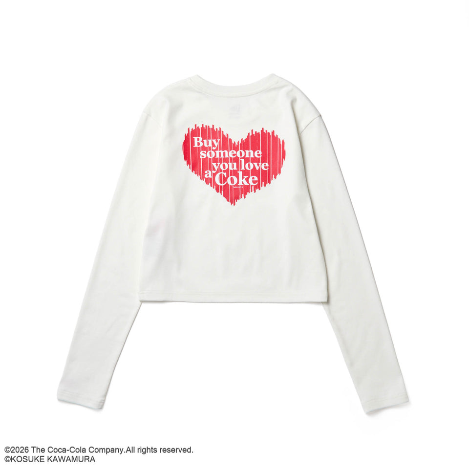 Women's 長袖 クロップド Tシャツ Coca-Cola designed by Kosuke Kawamura コカ・コーラ Back Heart オフホワイト | NEW ERA ニューエラ公式オンラインストア