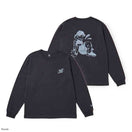 長袖 ウォッシュドコットン Tシャツ Illustrators Collection うずた グラファイト