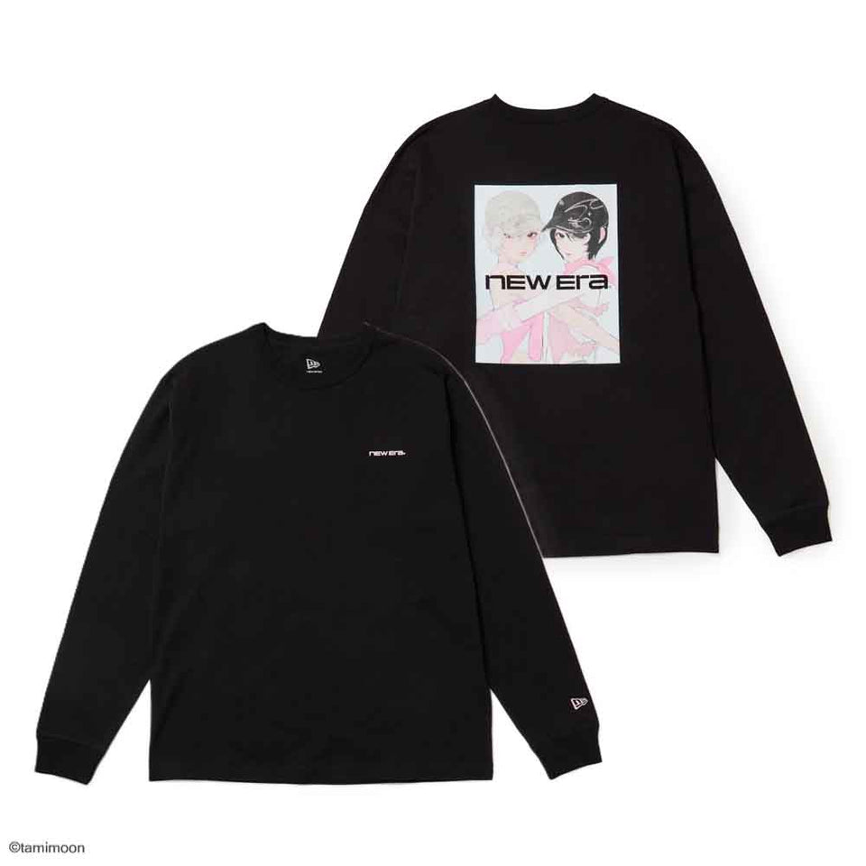 長袖 ウォッシュドコットン Tシャツ Illustrators Collection tamimoon ブラック