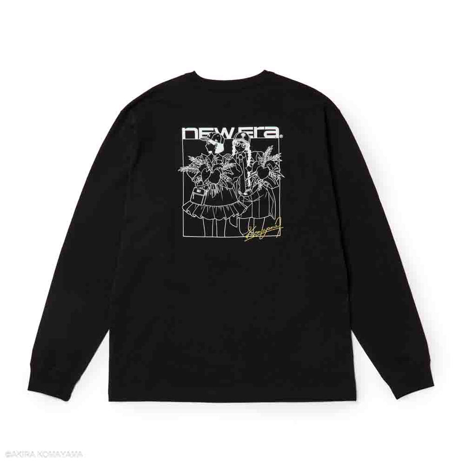 長袖 ウォッシュドコットン Tシャツ Illustrators Collection こまやま明 ブラック | NEW ERA ニューエラ公式オンラインストア