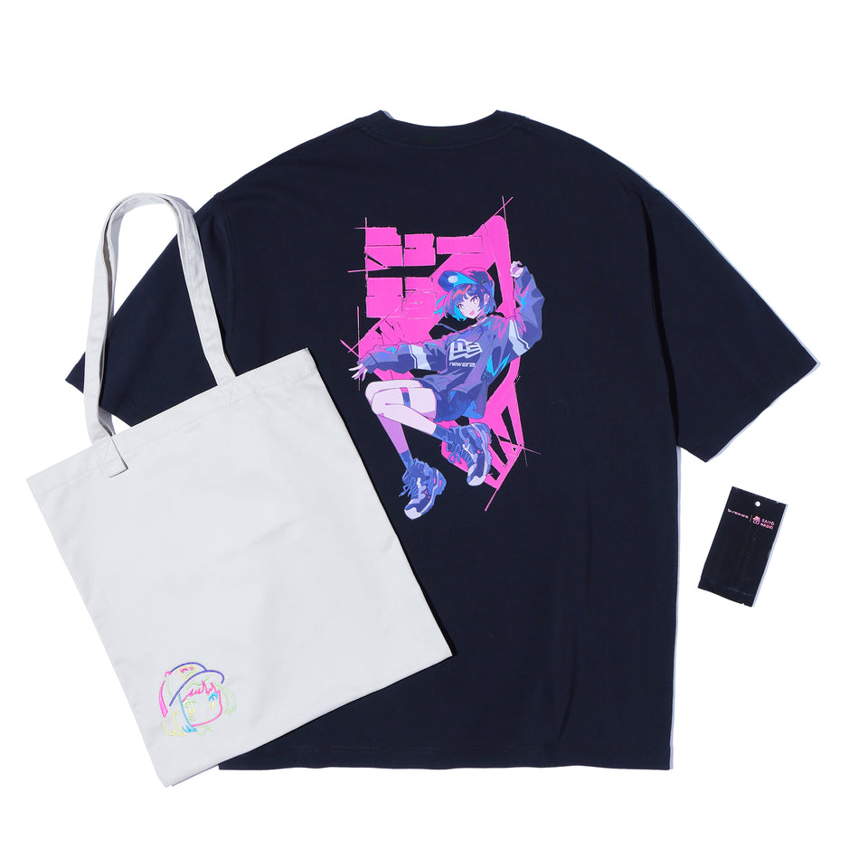 半袖 オーバーサイズド コットンTシャツ ツイルトートセット さいとうなおき バックプリント ブラック
