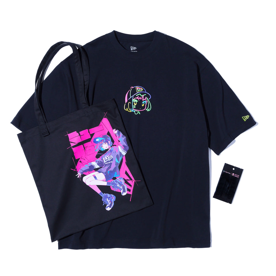 半袖 オーバーサイズド コットンTシャツ ツイルトートセット さいとうなおき フロントプリント ブラック