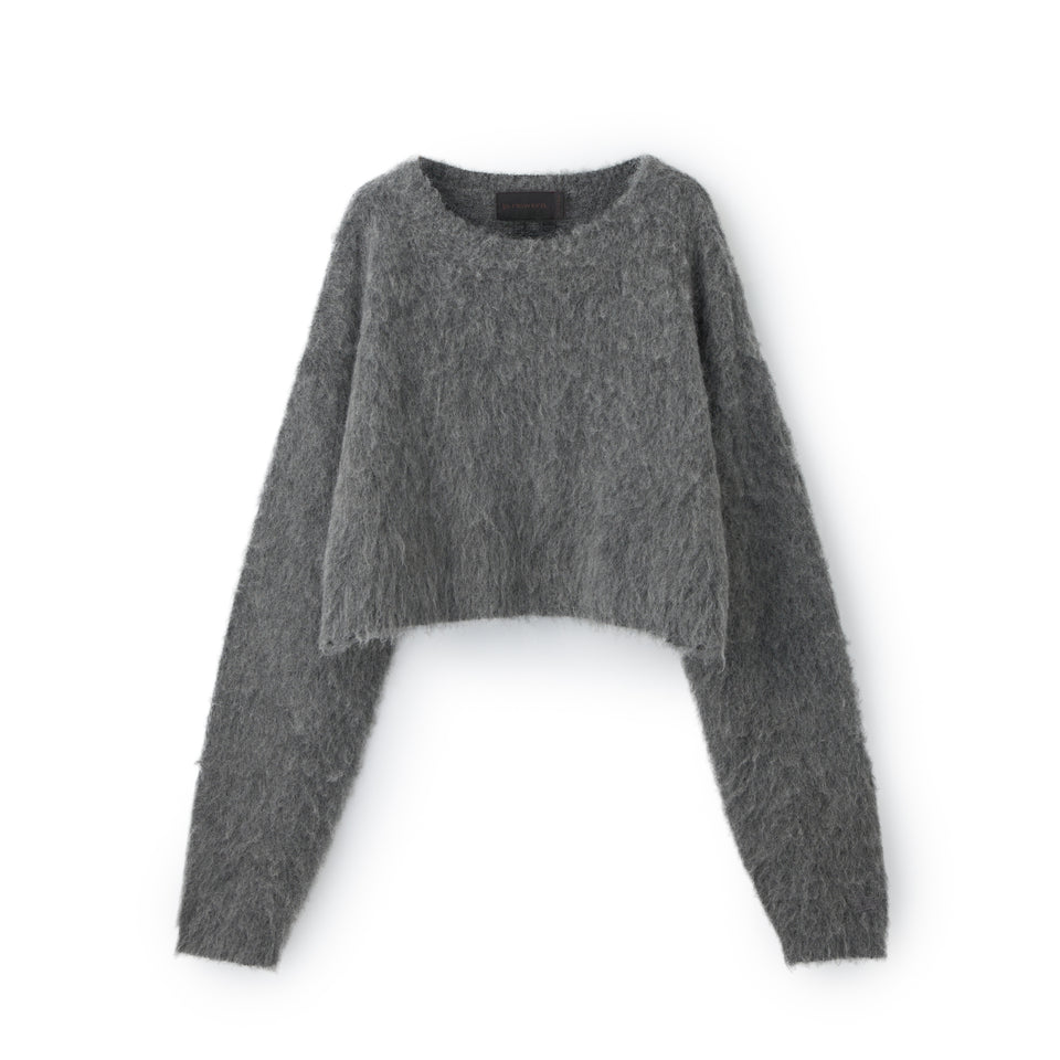 ウィメンズ クルーネック ロングスリーブ クロップド モヘアニット BLACK LABEL FW26 ダークグレー | NEW ERA ニューエラ公式オンラインストア