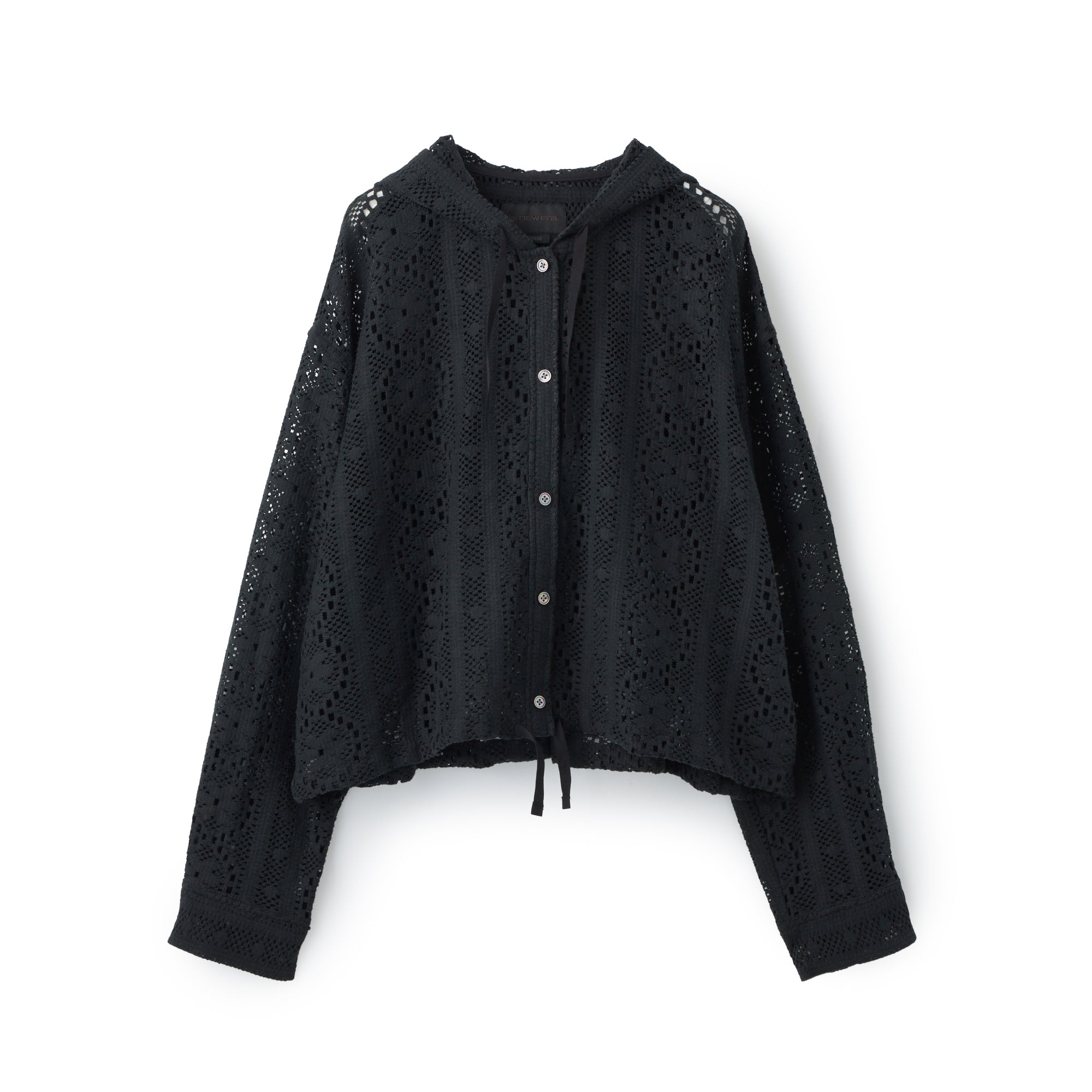 【新品未使用】26AW DRAWER FALL1 レースカラーシャツ 36 ウィメンズ クロップド レースシャツ フーディー BLACK LABEL FW26