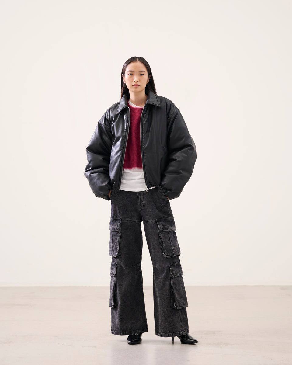 ウィメンズ シンセティックレザー ボンバージャケット BLACK LABEL FW26 ブラック | NEW ERA ニューエラ公式オンラインストア
