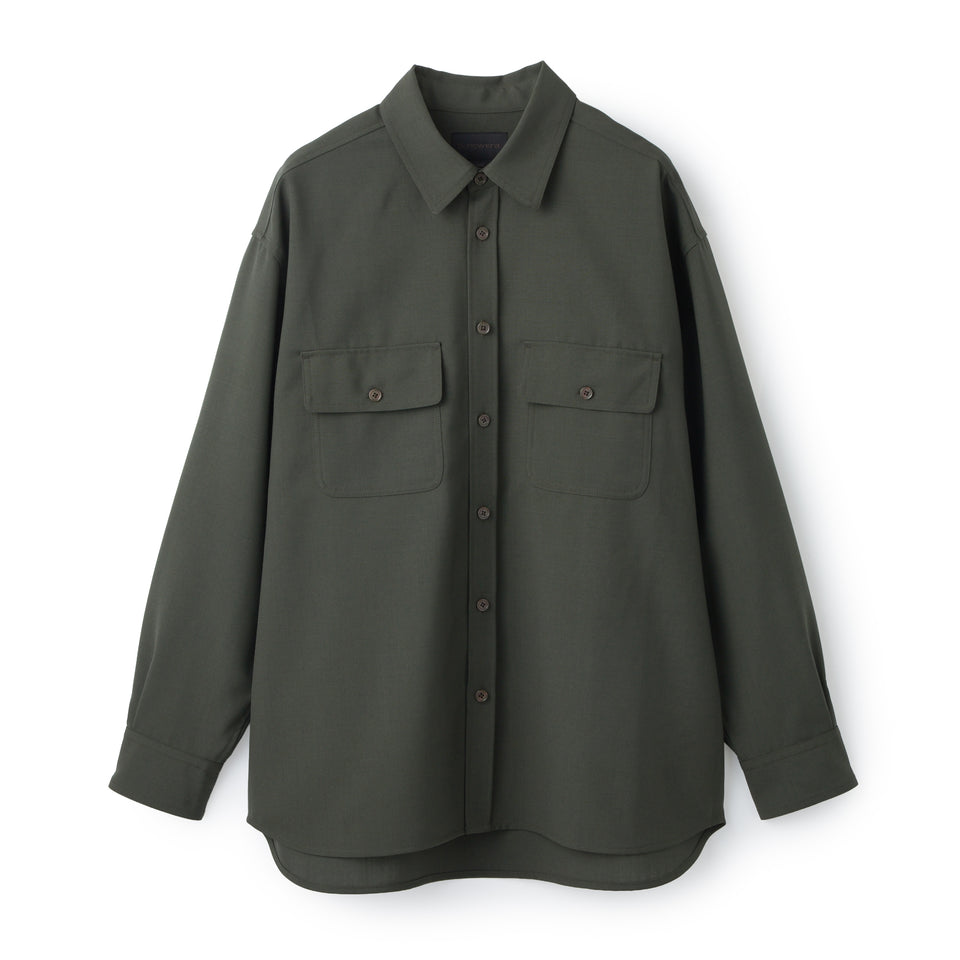 リラックスシルエット ウール シャツ BLACK LABEL FW26 オリーブ | NEW ERA ニューエラ公式オンラインストア