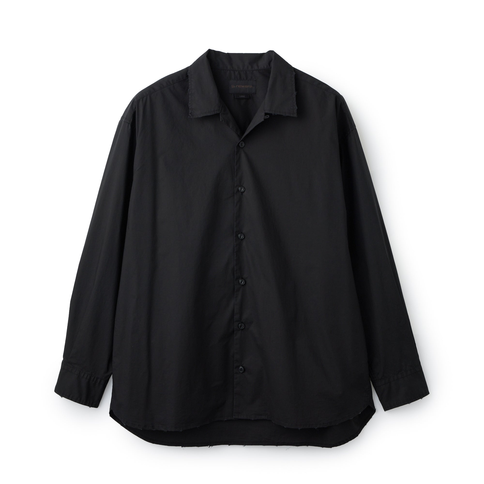 【新品未使用】LUVERO ブラック 長袖シャツ L 長袖 タイプライター ダメージ オープンカラー シャツ BLACK LABEL