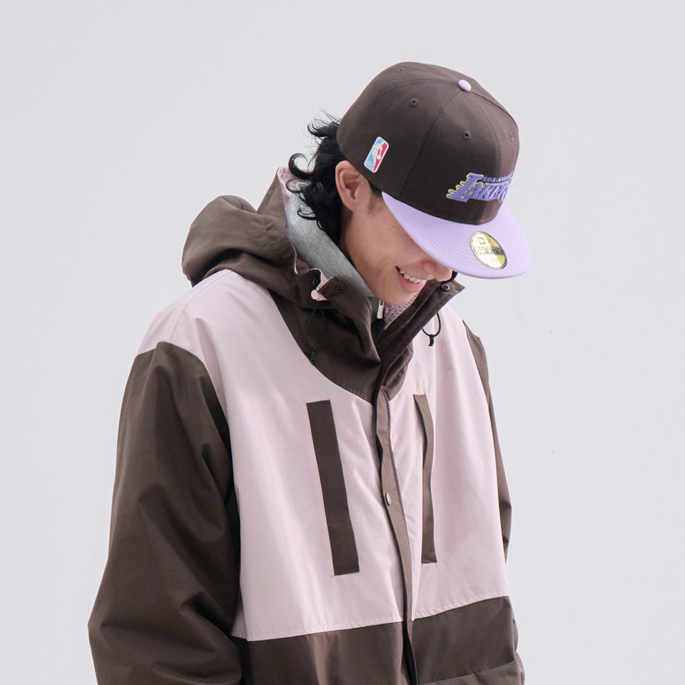 59FIFTY ソフトバックラム BLACK LABEL SS26 ロサンゼルス・レイカーズ ブラウン パープルバイザー