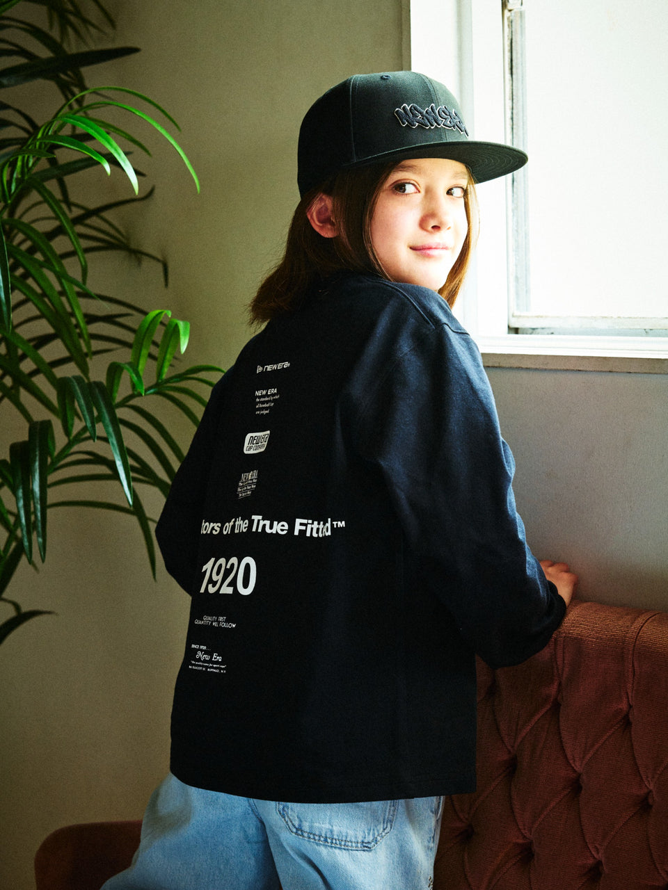 キッズ Youth 長袖 コットン Tシャツ アーカイブロゴ ブラック