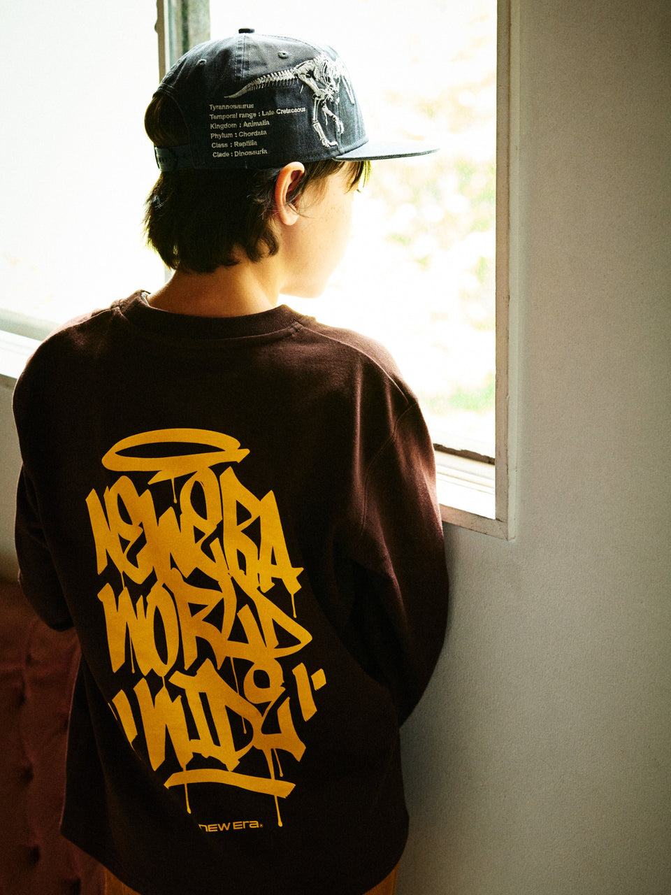 キッズ Youth 長袖 コットン Tシャツ Tagging Logo バーントウッド