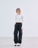 Women's 長袖 レイヤード リブ Tシャツ BLACK LABEL SS26 ホワイト
