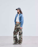 Women's 長袖 クロップド デニムシャツ BLACK LABEL SS26 ウォッシュドデニム