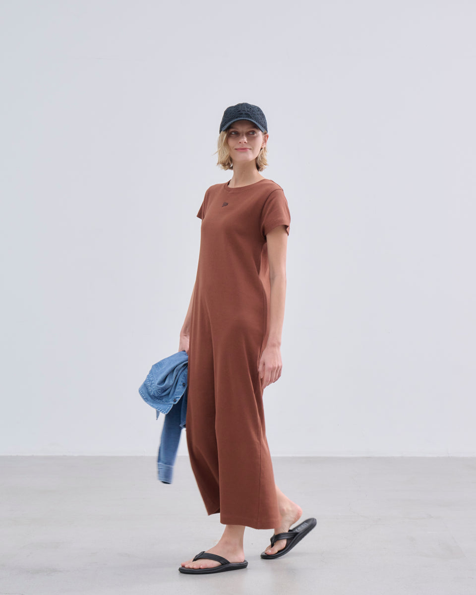 Women’s 半袖 リブ ワンピース BLACK LABEL ブラウン