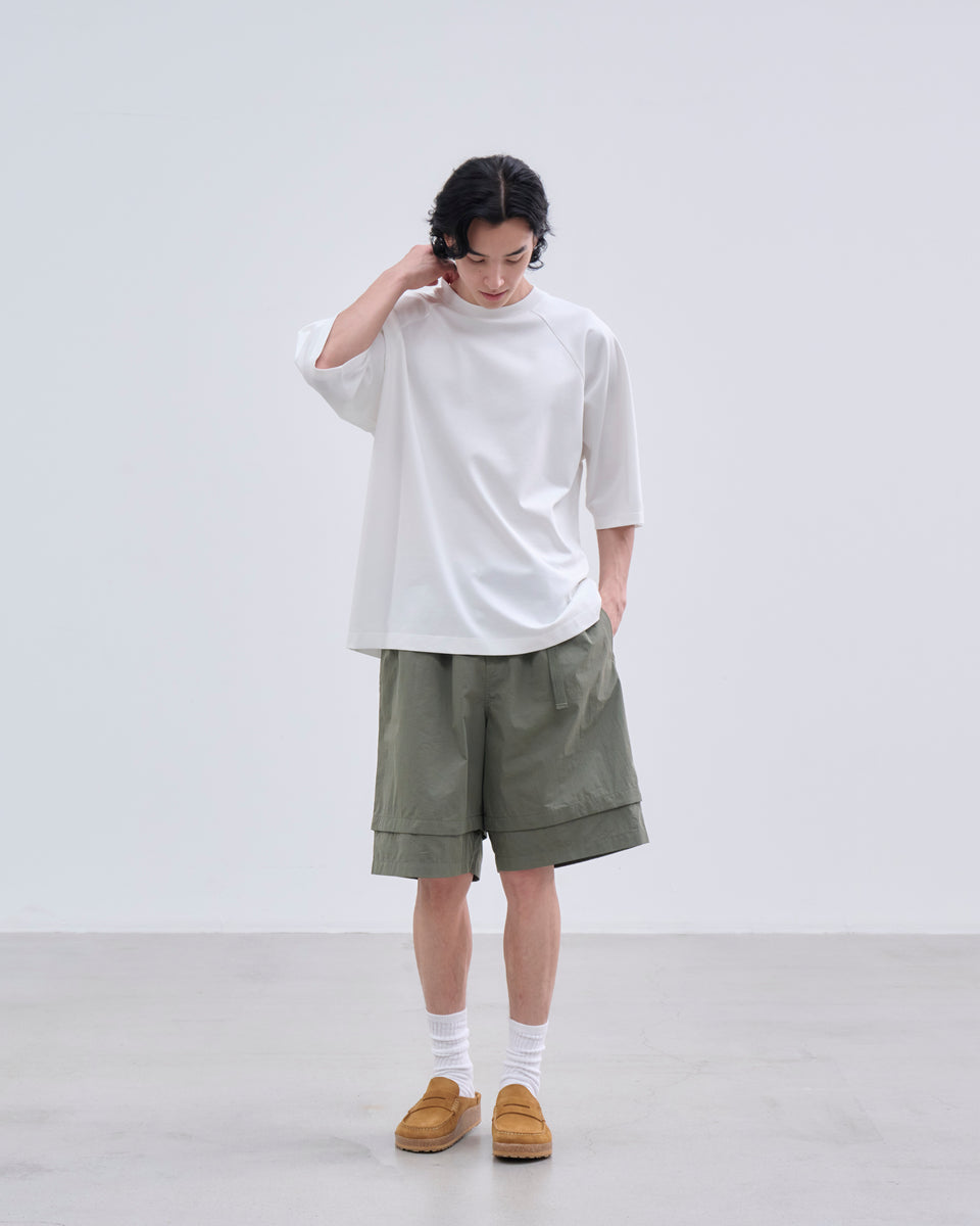 ユノイア back pleats shirts M ホワイト ハーフスリーブ オーバーサイズ IT6PC2D9T0B4 半袖 ソフトワッフル Tシャツ BLACK LABEL SS26 ホワイト | ニューエラ