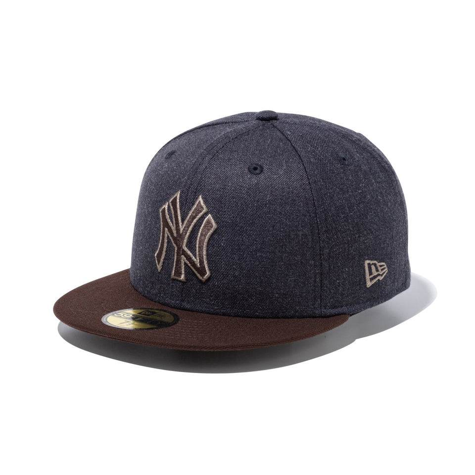 59FIFTY Heather Pack ニューヨーク・ヤンキース ヘザーネイビー バーントウッドバイザー - 14860730 - 700 | NEW ERA ニューエラ公式オンラインストア