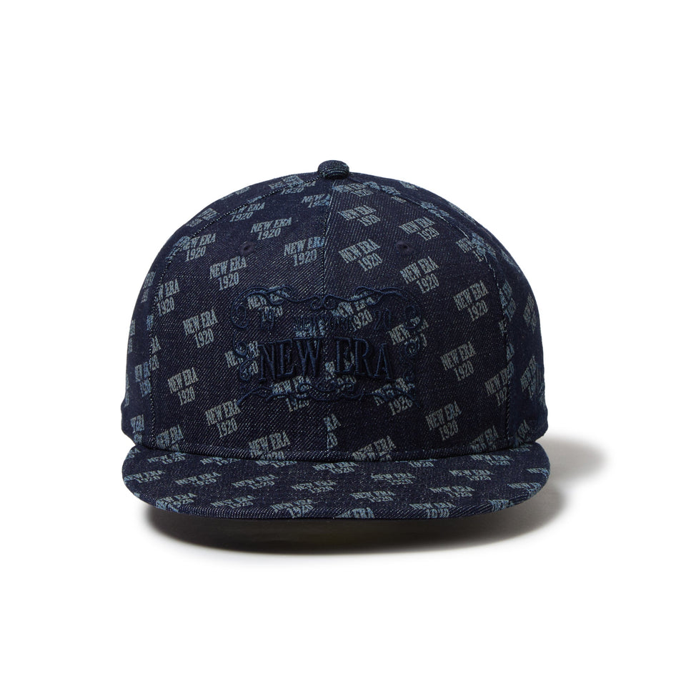 New Era キャップ デニム ビジュー 59FIFTY Laser Burn Out フレイムロゴ デニム ネイビー