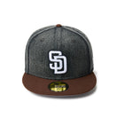 59FIFTY MLB Denim 2 - Tone サンディエゴ・パドレス ウォッシュド ブラックデニム バーントウッドバイザー - 14388866 - 700 | NEW ERA ニューエラ公式オンラインストア