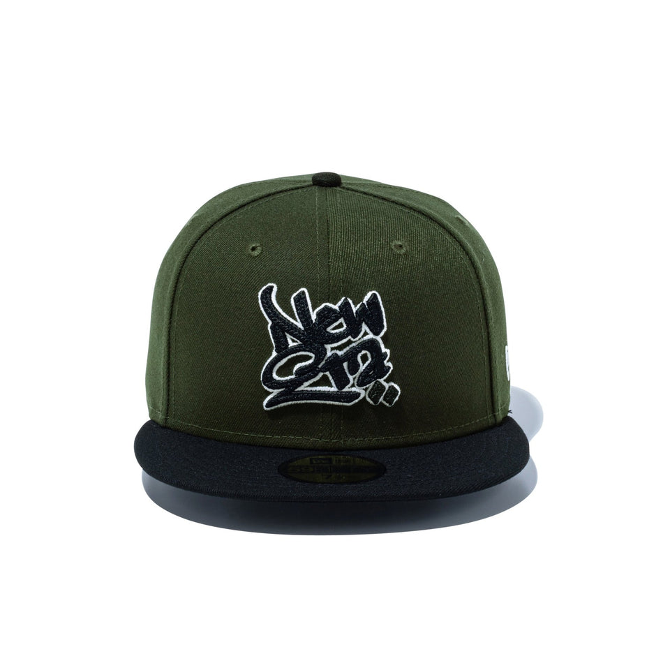 59FIFTY NEW ERA Script Logo グリーン ブラックバイザー